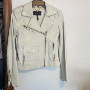 BCBG MAXAZRIA white leather biker jacket